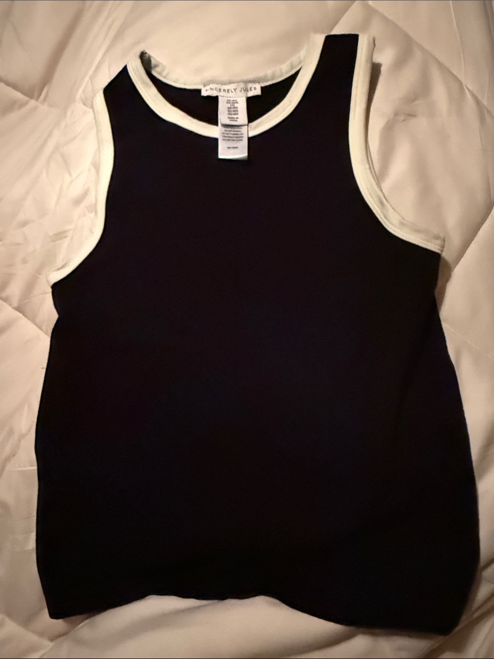Sincerly Jules Navy Tank with White Trim Accents